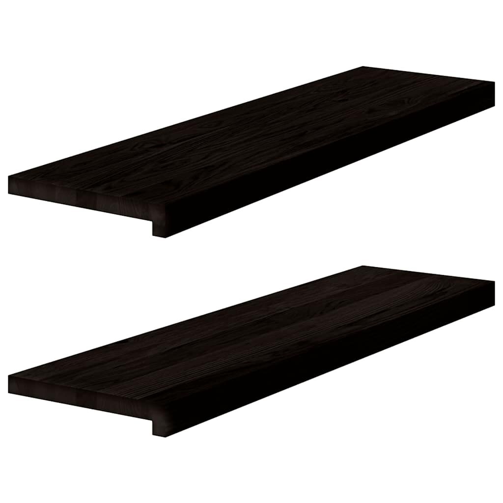 vidaXL Πέλματα Σκάλας 2 τεμάχια Σκούρο καφέ 90x30x2 cm Ξύλο μασίφ δρυς
