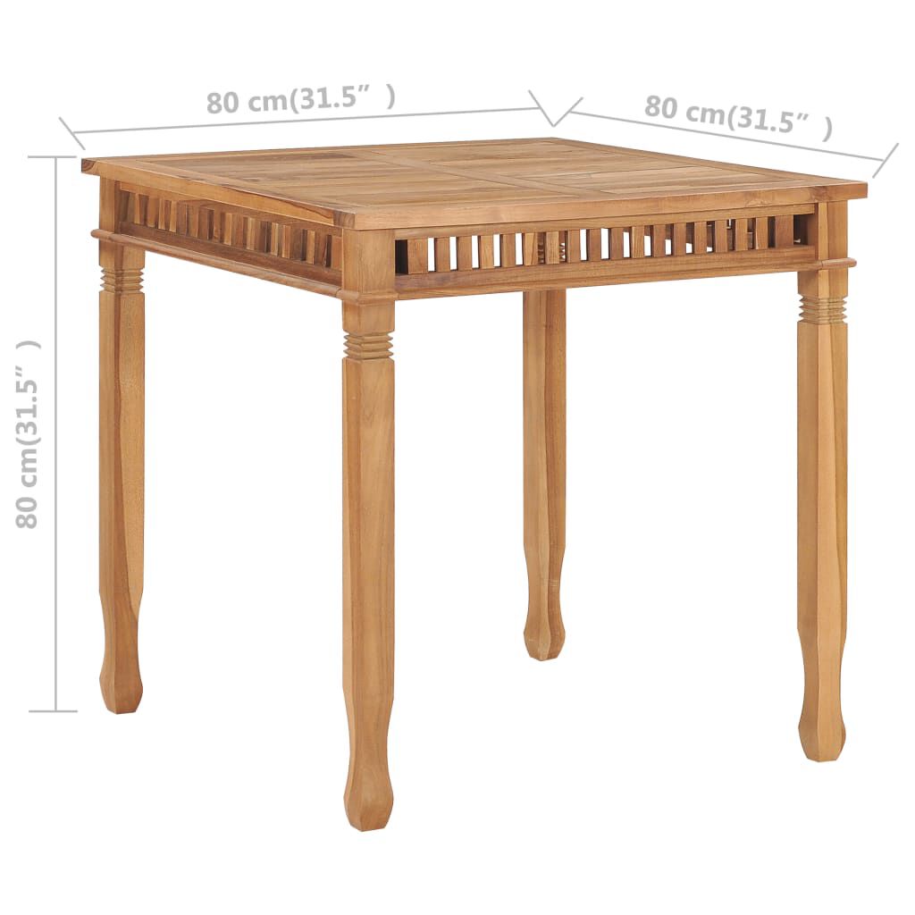 vidaXL Τραπεζαρία Κήπου 80 x 80 x 80 εκ. από Μασίφ Ξύλο Teak