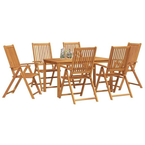 vidaXL Σέτ φαγητού για κήπο 7 pcs Καφέ Μασίφ ξύλο ακακίας