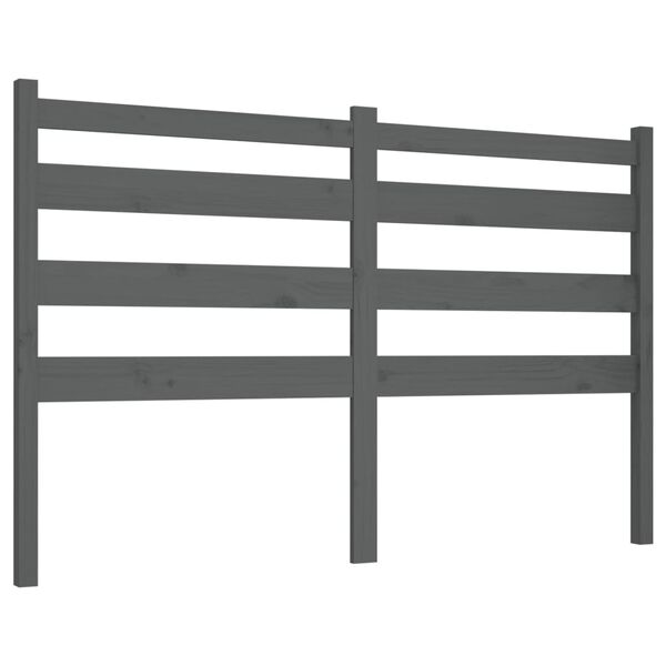 vidaXL Κεφαλάρι Κρεβατιού Γκρι 141 x 4 x 100 εκ. από Μασίφ Ξύλο Πεύκου