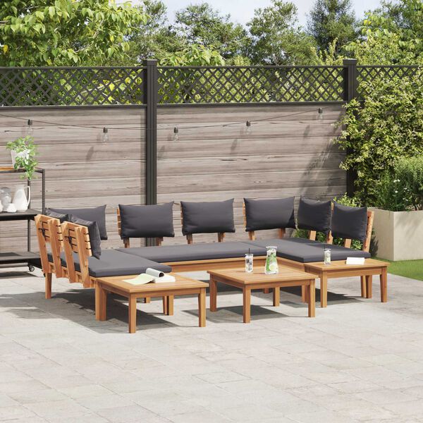 vidaXL Σετ Παγκάκι Κήπου 4 pcs Καφέ, Γκρί Πολυ rattan, βαμμένο ατσάλι