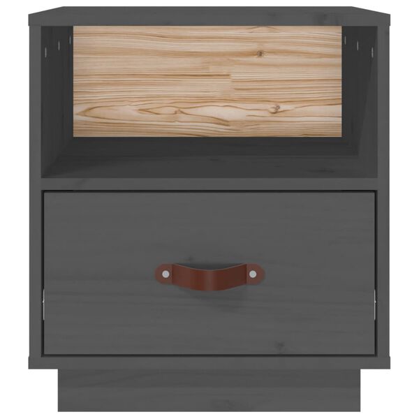 vidaXL Κομοδίνο Γκρι 40 x 34 x 45 εκ. από Μασίφ Ξύλο Πεύκου