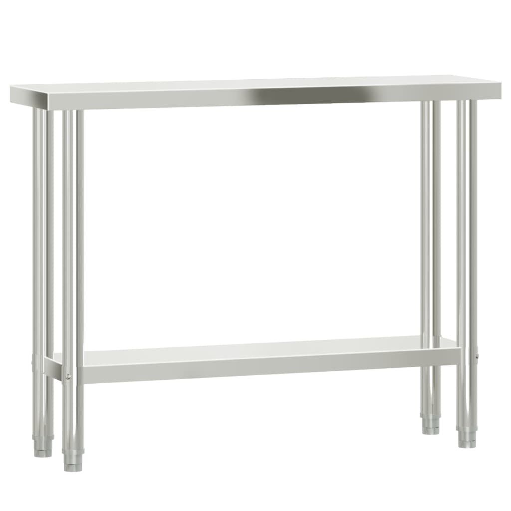 vidaXL Πάγκος Εργασίας Κουζίνας με Ράφι 110x30x120 εκ. Ανοξείδ. Ατσάλι