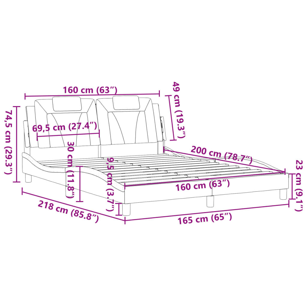 vidaXL Πλαίσιο Κρεβατιού με Κεφαλάρι Καφέ 160x200 εκ. Συνθετικό Δέρμα