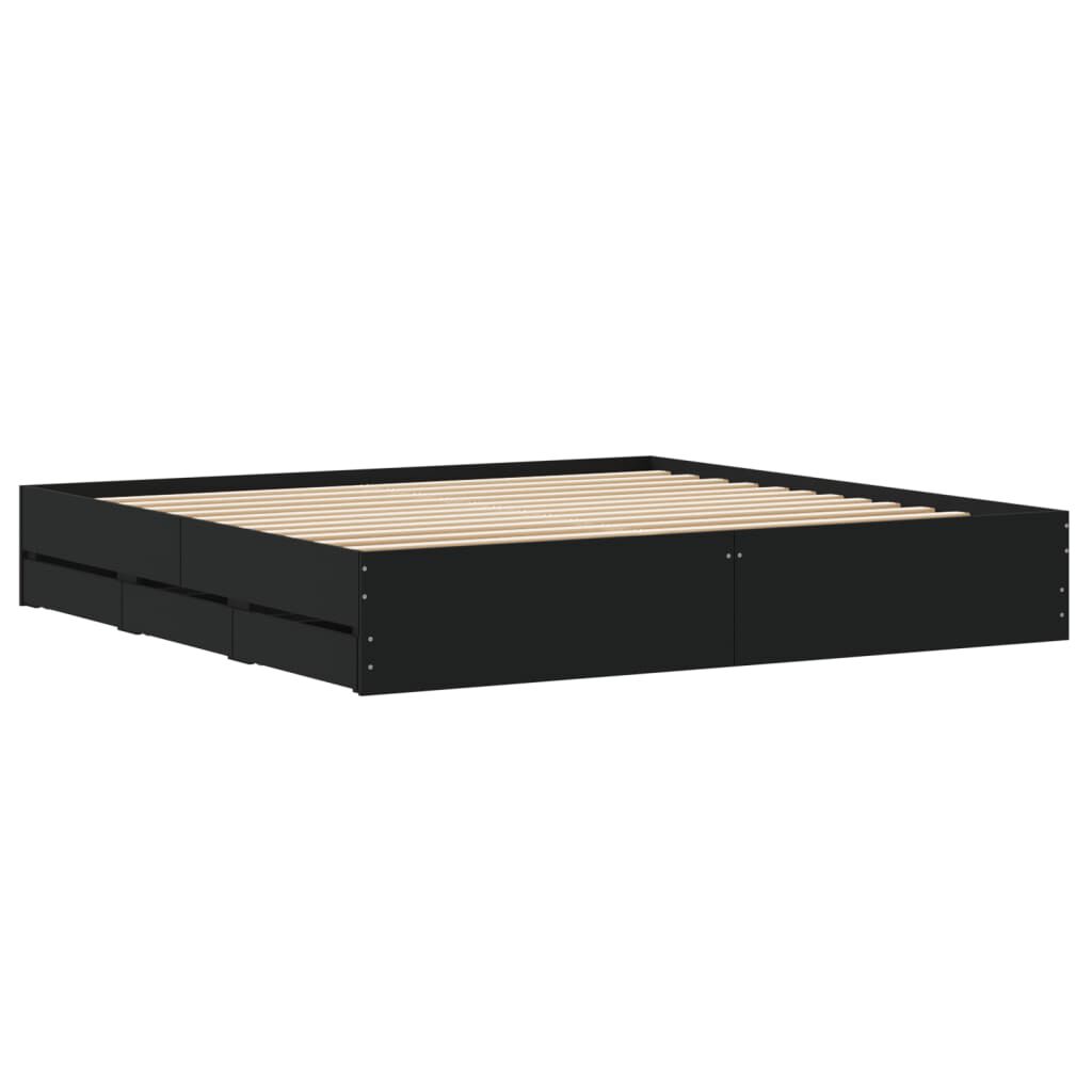 vidaXL Πλαίσιο Κρεβατιού με Συρτάρια Μαύρο 180x200 εκ Επεξεργ. Ξύλο