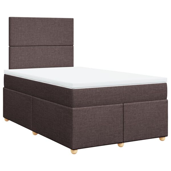 vidaXL Κρεβάτι Boxspring με Στρώμα Σκούρο Καφέ 120x190 εκ Υφασμάτινο