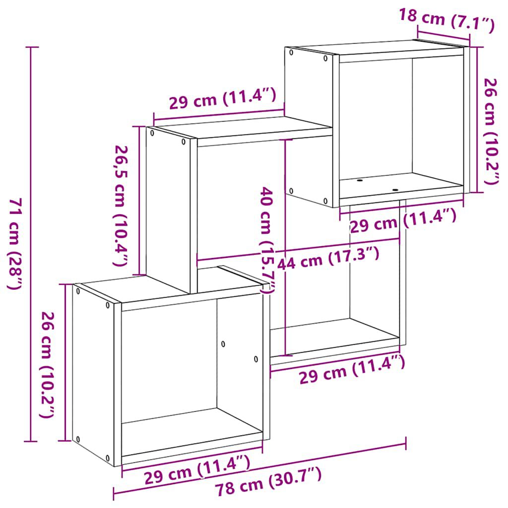 vidaXL Ντουλάπι Τοίχου Λευκό 78x18x71 εκ. από Επεξεργασμένο Ξύλο