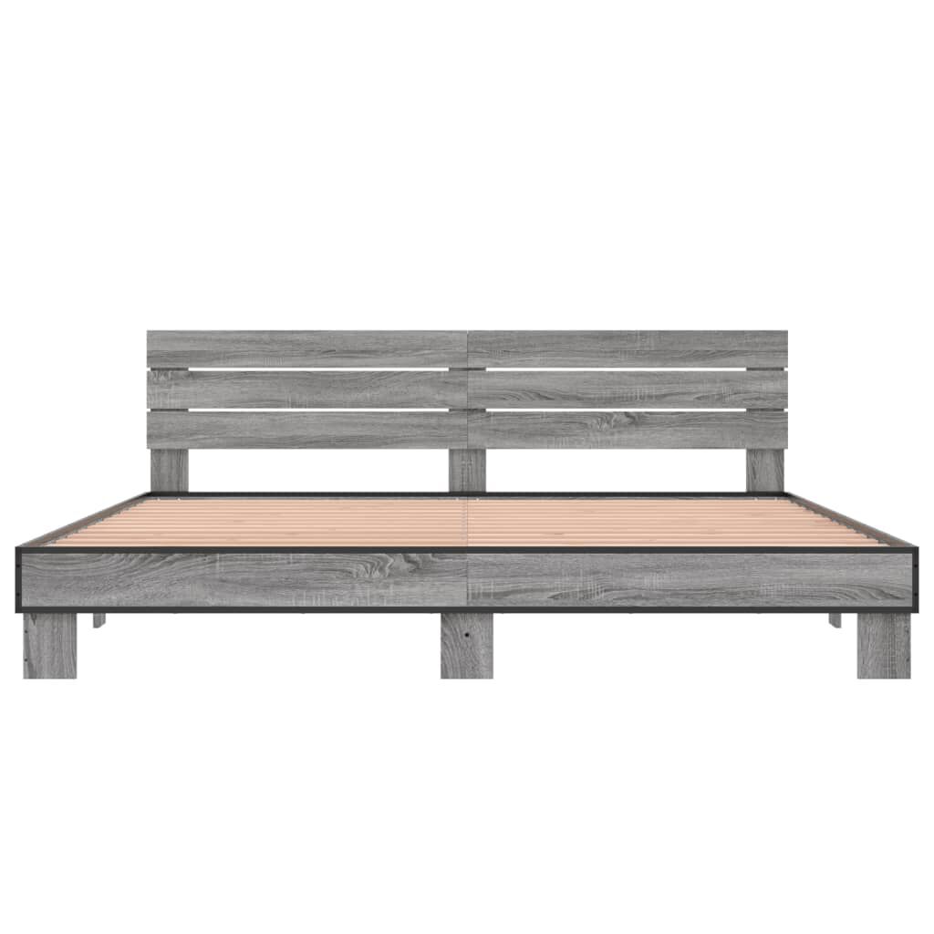 vidaXL Πλαίσιο Κρεβατιού Γκρι Sonoma 200x200 εκ. Επεξ. Ξύλο & Μέταλλο