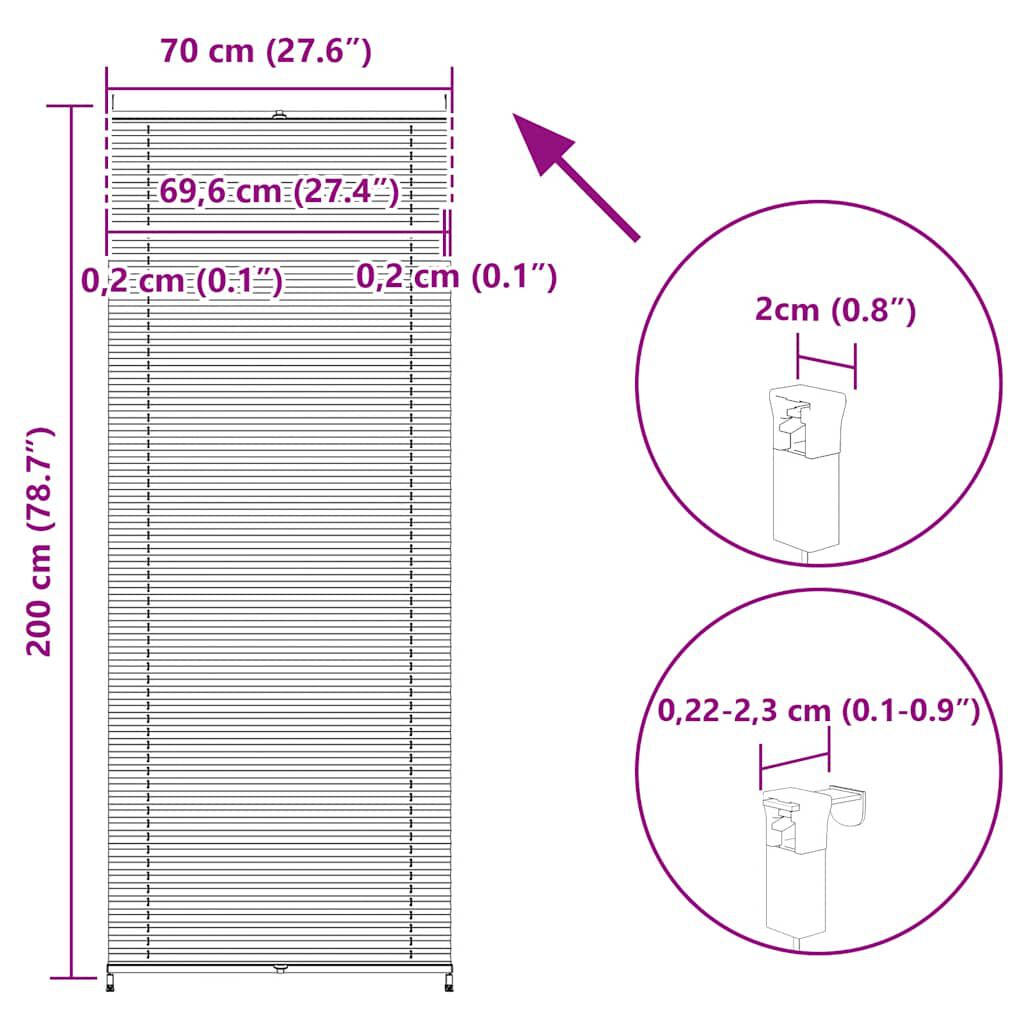 Σύστημα Σκίασης Πλισέ Κρεμ 70 x 200 εκ.