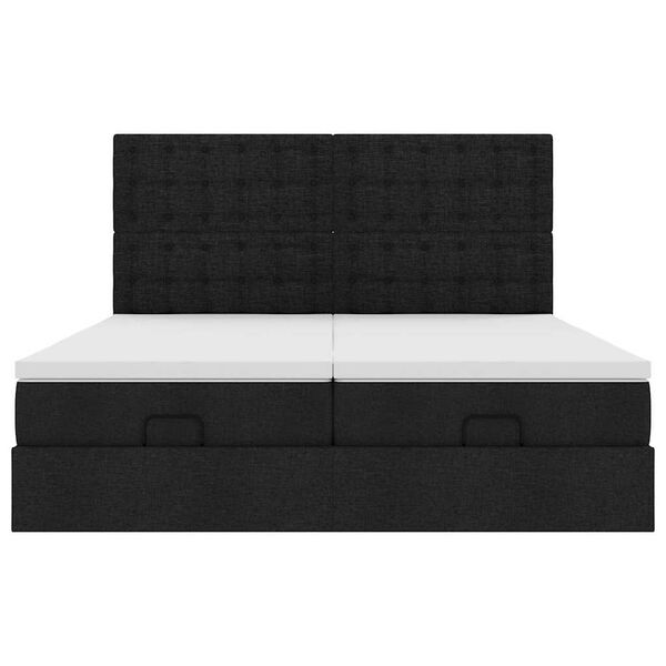 vidaXL Οθωμανικό κρεβάτι με στρώματα Μαύρο 180x200cm Ύφασμα