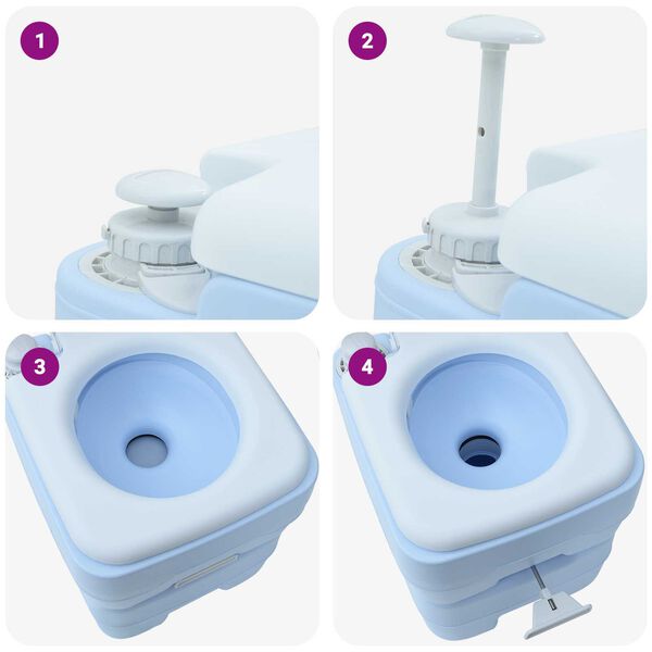 vidaXL Φορητή Τουαλέτα Κατασκήνωσης - 10L Δεξαμενή Φρέσκου Νερού & 10L Δεξαμενή Απορριμμάτων - Μπλε