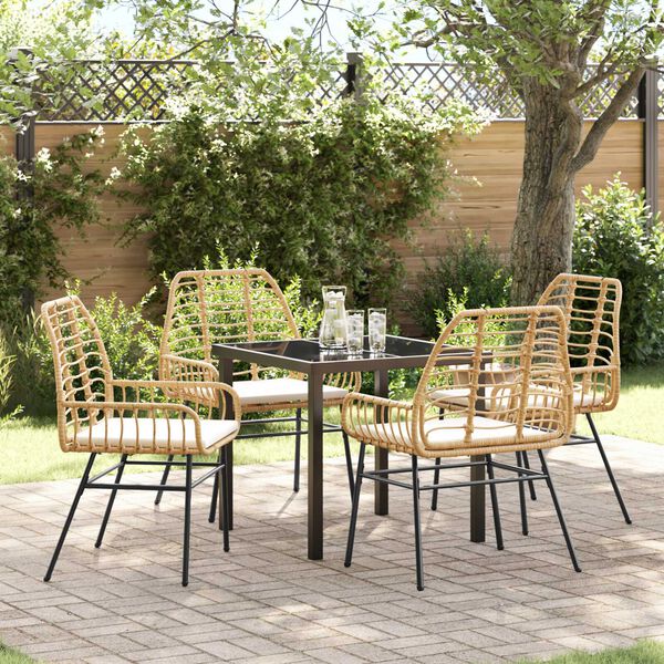 vidaXL Σέτ φαγητού για κήπο 5 pcs Καφέ συνθετικό ρατάν
