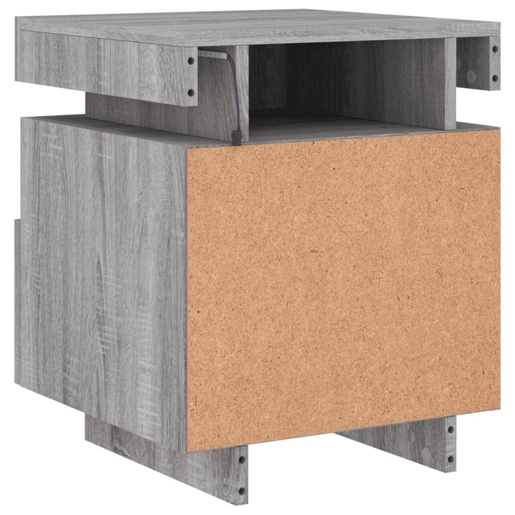 vidaXL Κομοδίνα με Φώτα LED 2 τεμ. Γκρι Sonoma 40x39x48,5 εκ.