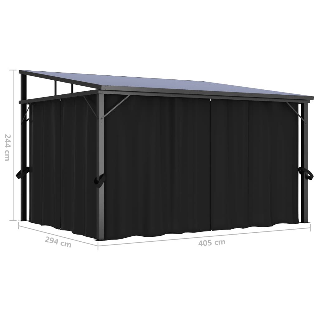 vidaXL Κιόσκι με Κουρτίνα Ανθρακί 405 x 294 x 244 εκ.