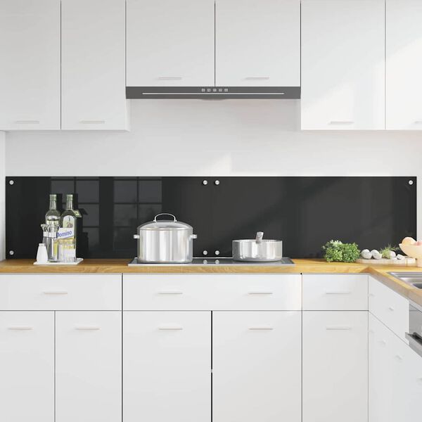 vidaXL Πίσω Πάνελ Κουζίνας Μαύρο 100 x 40 cm σκληρυμένο γυαλί