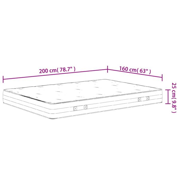 vidaXL Στρώμα με Pocket Springs Μεσαία Σκληρότητα 160 x 200 εκ.