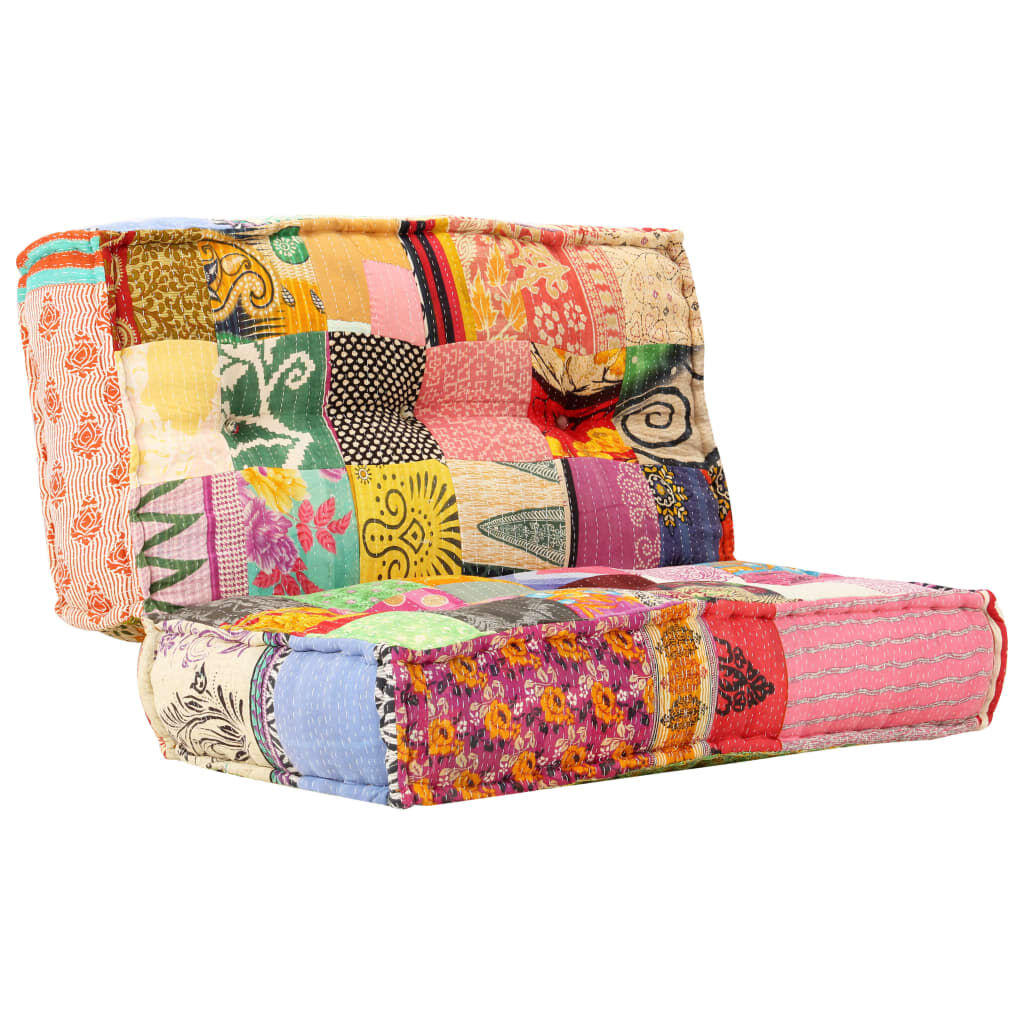 vidaXL Πουφ Patchwork 100 x 100 x 20 εκ. Υφασμάτινο
