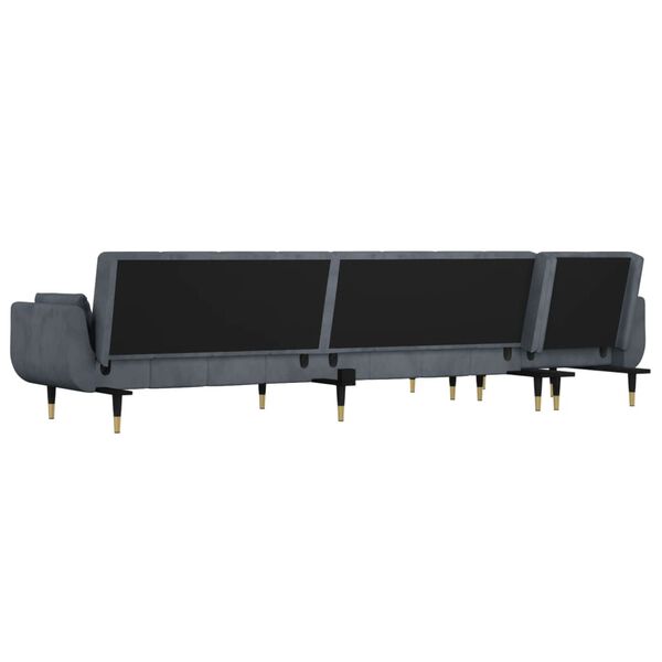 vidaXL Καναπές Κρεβάτι Γωνιακός Σκ. Γκρι 275 x 140 x 70 εκ. Βελούδινος