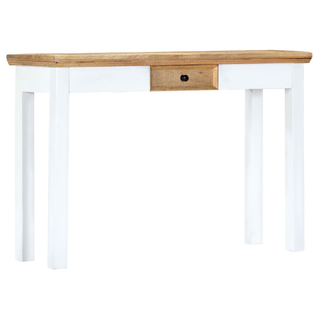 vidaXL Τραπέζι Κονσόλα Λευκό/Καφέ 110x35x75 εκ. από Μασίφ Ξύλο Μάνγκο