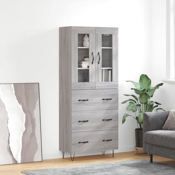 vidaXL Ντουλάπι Γκρι Sonoma 69,5 x 34 x 180 εκ. Επεξεργασμένο Ξύλο