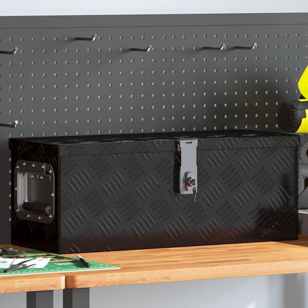 vidaXL Κουτί Αποθήκευσης Μαύρο 60 x 23,5 x 23 εκ. από Αλουμίνιο