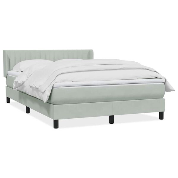 vidaXL Κρεβάτι Boxspring με Στρώμα Ανοιχτό Γκρι 140x220 εκ. Βελούδινο