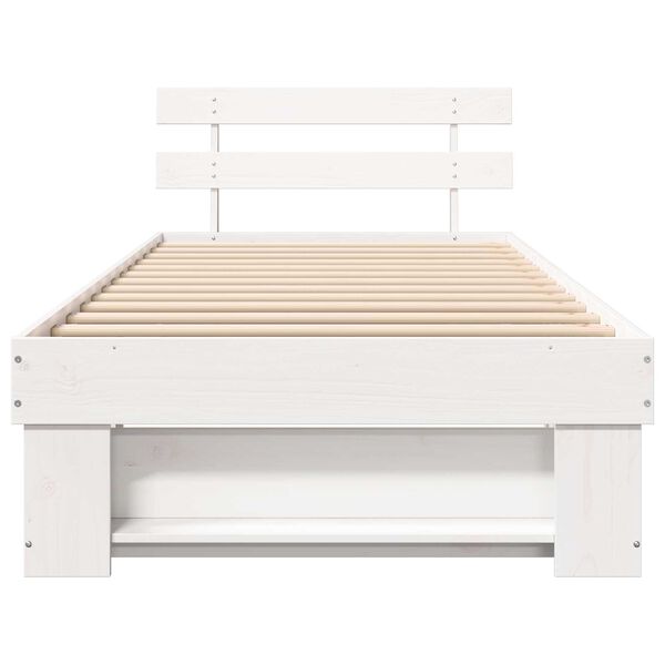 vidaXL Σκελετός Κρεβατιού Λευκό 90 x 190 cm Συμπαγές ξύλο πεύκου