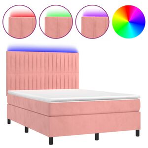 vidaXL &Kappa;&rho;&epsilon;&beta;ά&tau;&iota; Boxspring &mu;&epsilon; &Sigma;&tau;&rho;ώ&mu;&alpha; & LED &Rho;&omicron;&zeta; 140x200 &epsilon;&kappa;. &Beta;&epsilon;&lambda;&omicron;ύ&delta;&iota;&nu;&omicron;