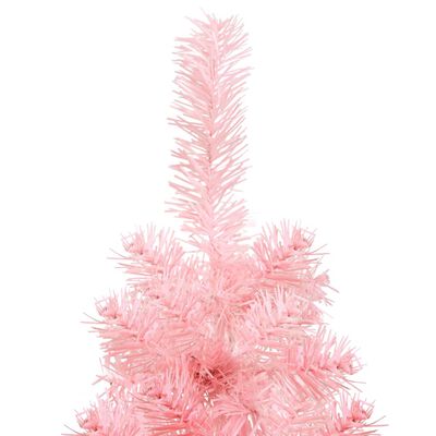 vidaXL Χριστουγεν. Δέντρο Slim Τεχνητό Μισό με Βάση Ροζ 120 εκ.