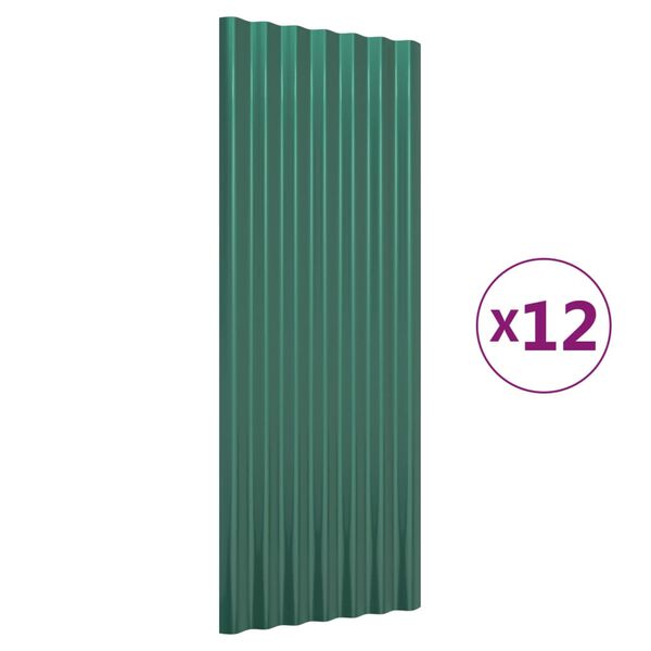 vidaXL Πάνελ Οροφής 12 τεμ. Πράσινα 100x36 εκ Γαλβανισμένος χάλυβας