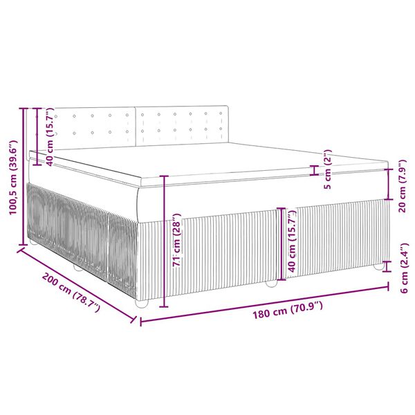 vidaXL Κρεβάτι Boxspring με Στρώμα Μαύρο 180x200 εκ. Βελούδινο