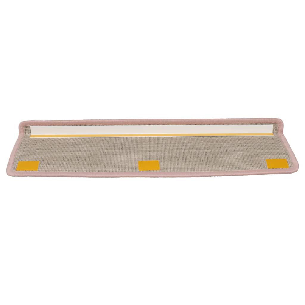 vidaXL Πατάκια Σκάλας Μοκέτα 15 τεμ. Λευκό/Ροζ 65x21x4 εκ.