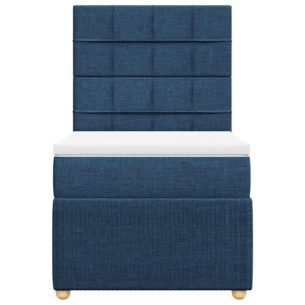 vidaXL Κρεβάτι Boxspring με Στρώμα Μπλε 100 x 200 εκ. Υφασμάτινο