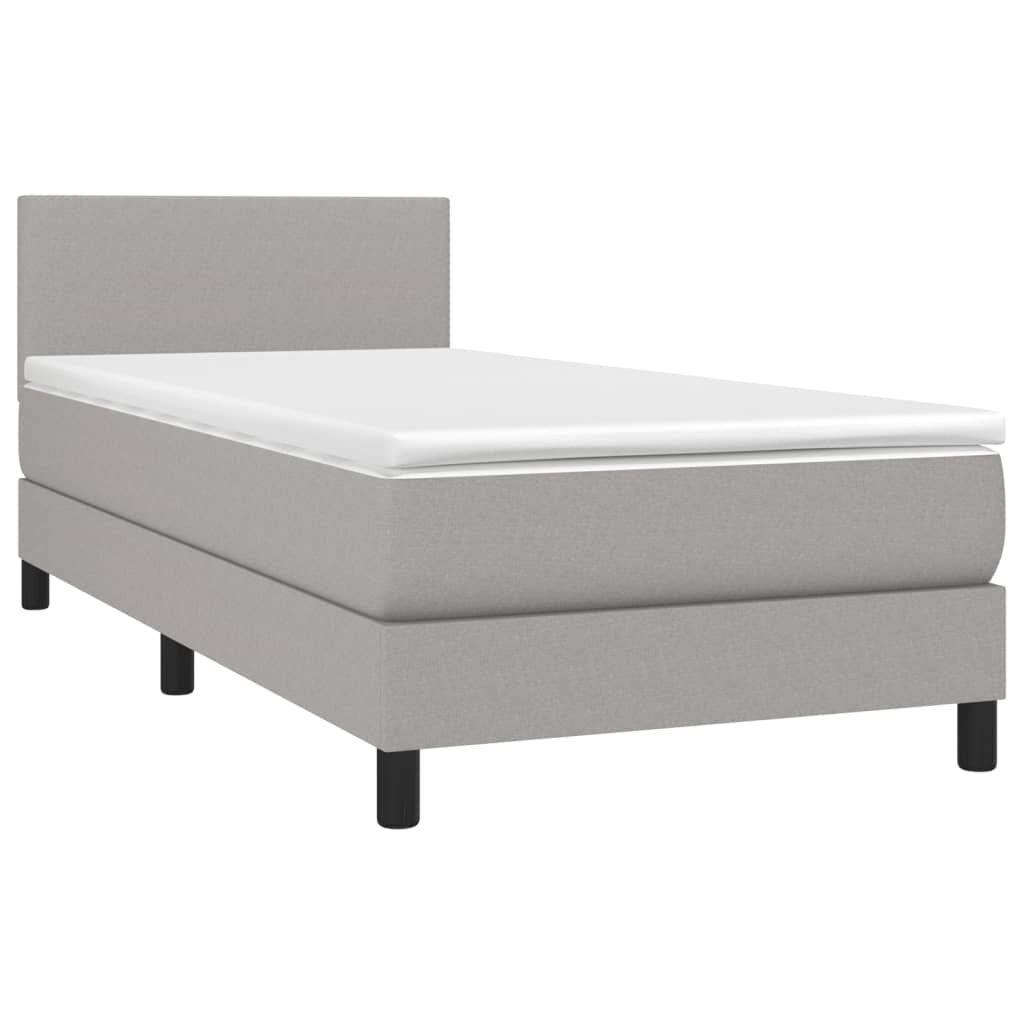 vidaXL Κρεβάτι Boxspring με Στρώμα & LED Αν.Γκρι 80x200 εκ. Υφασμάτινο