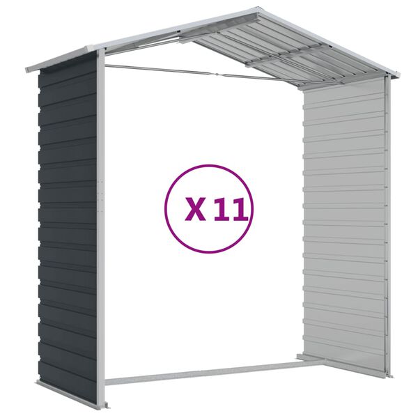 vidaXL Αποθήκη Κήπου Ανθρακί 191x980x198 εκ. Γαλβανισμένο Ατσάλι