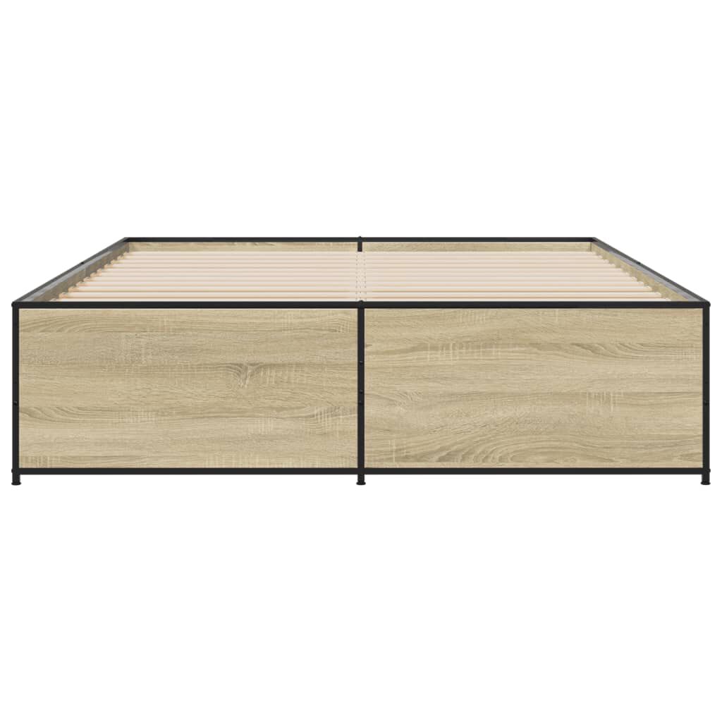 vidaXL Πλαίσιο Κρεβατιού Sonoma Δρυς 150x200 εκ. Επεξ. Ξύλο & Μέταλλο