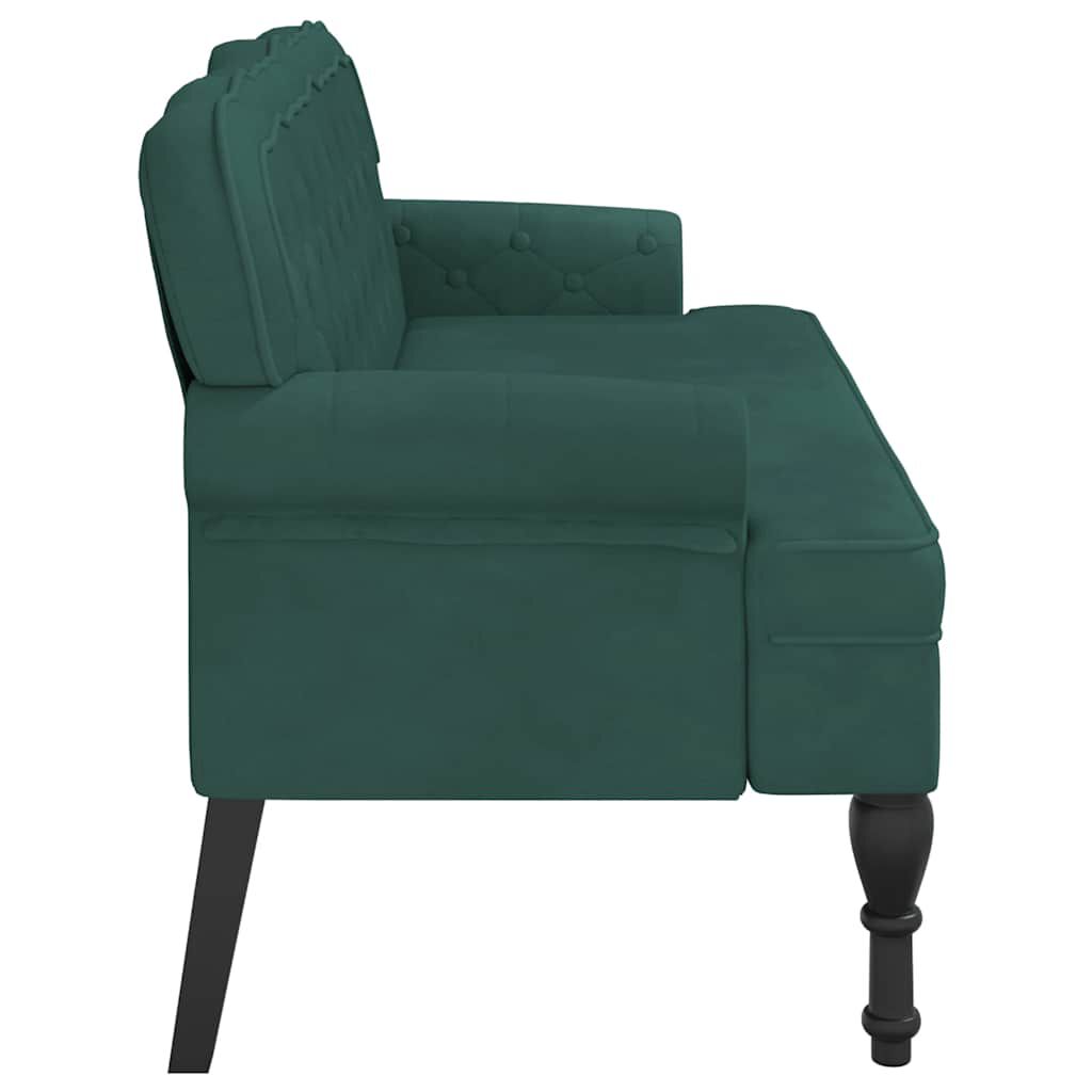 vidaXL Παγκάκι με Πλάτη Σκούρο Πράσινο 119,5x64,5x75 εκ. Βελούδινο