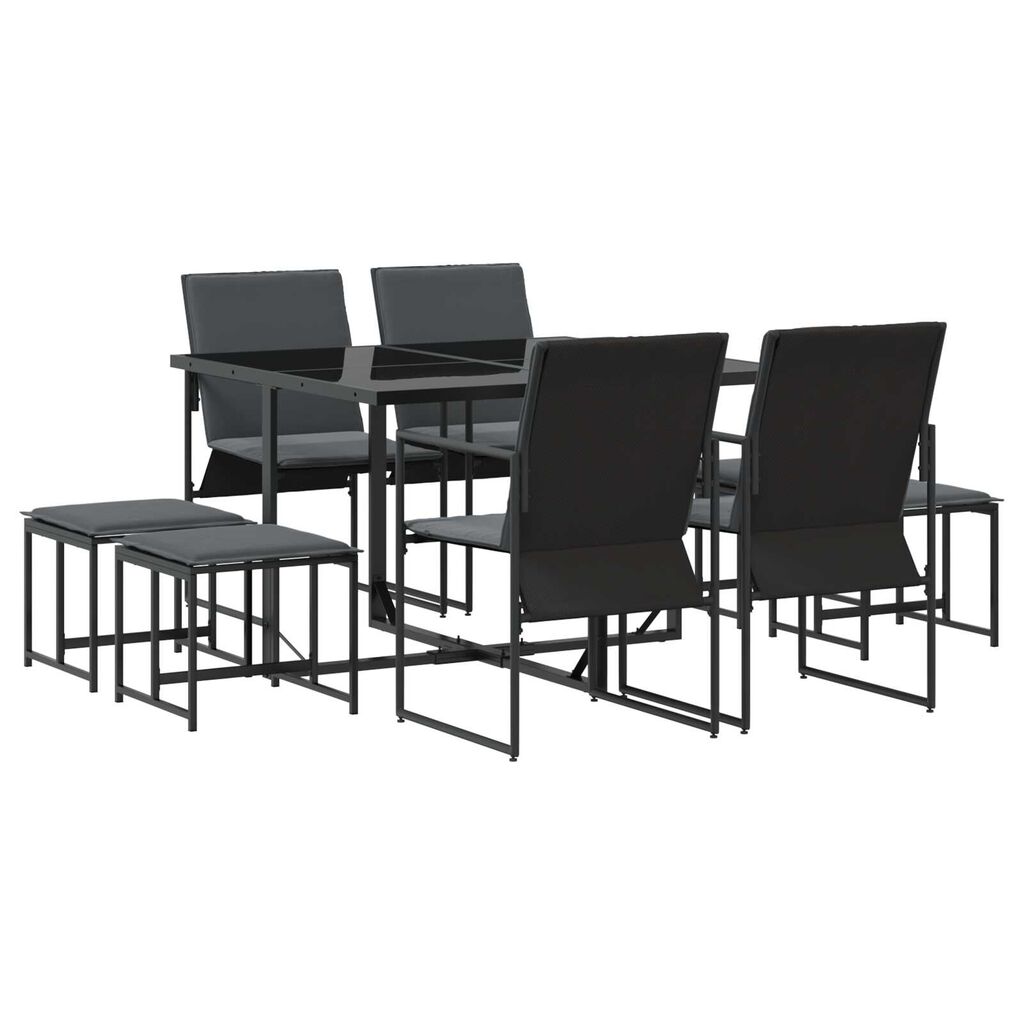 vidaXL Σέτ φαγητού για κήπο 9 pcs Μαύρο Ατσάλι