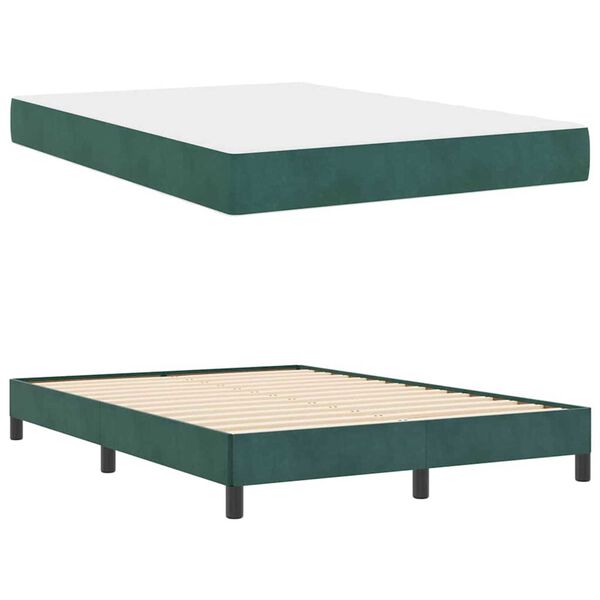 vidaXL Κρεβάτι box spring με στρώμα Σκούρο Πράσινο 140 x 190 cm