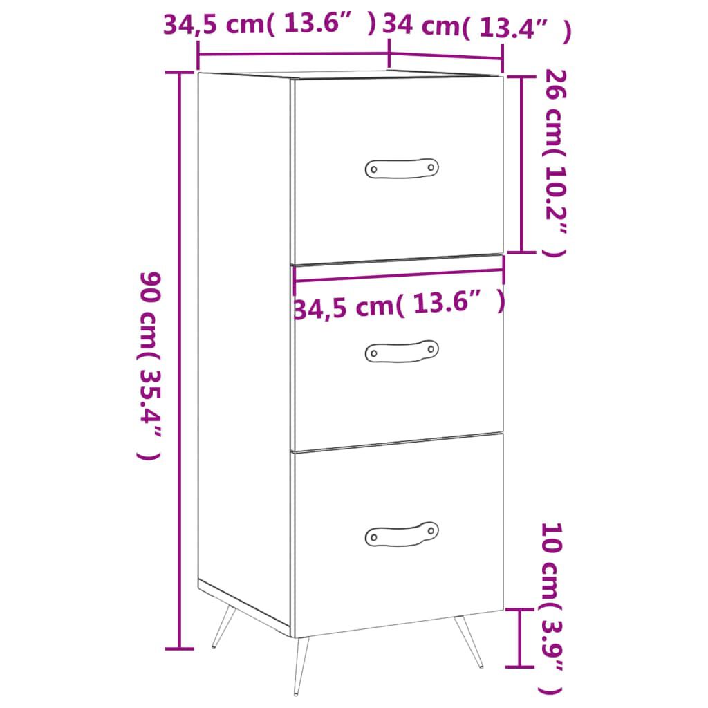 vidaXL Ντουλάπι Γκρι Σκυροδέματος 34,5x34x90 εκ. Επεξεργασμένο Ξύλο