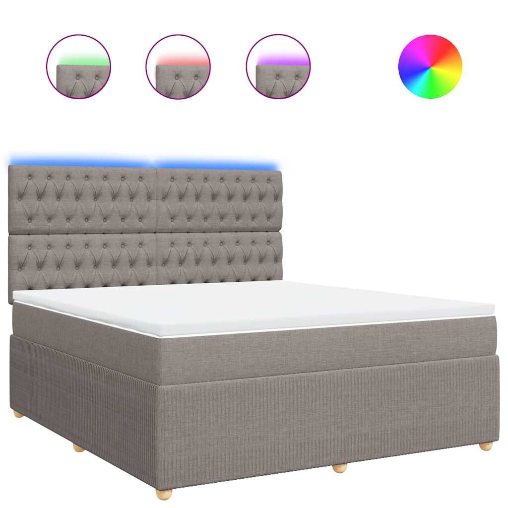 vidaXL Κρεβάτι Boxspring με Στρώμα Taupe 180x200 εκ. Υφασμάτινο