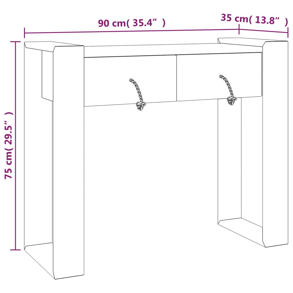 vidaXL Τραπέζι Κονσόλα 90 x 35 x 75 εκ. από Μασίφ Ξύλο Teak
