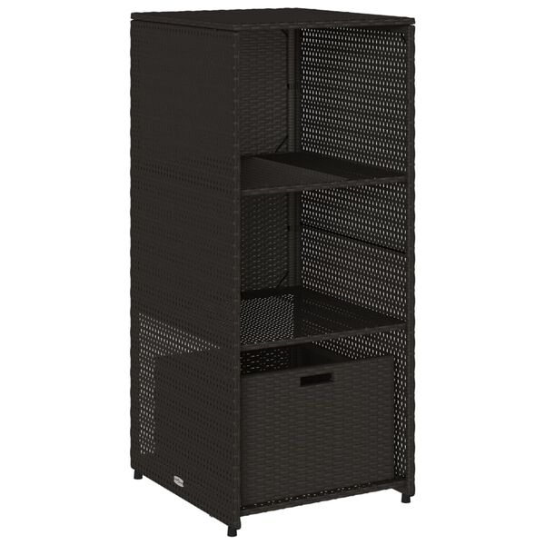 vidaXL Ντουλάπι Αποθήκευσης Κήπου Μαύρο 50x55x115 εκ. Συνθετικό Ρατάν