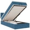 vidaXL Οθωμανικό κρεβάτι με στρώμα & LEDs Σκούρο μπλε 80x200cm Βελούδο