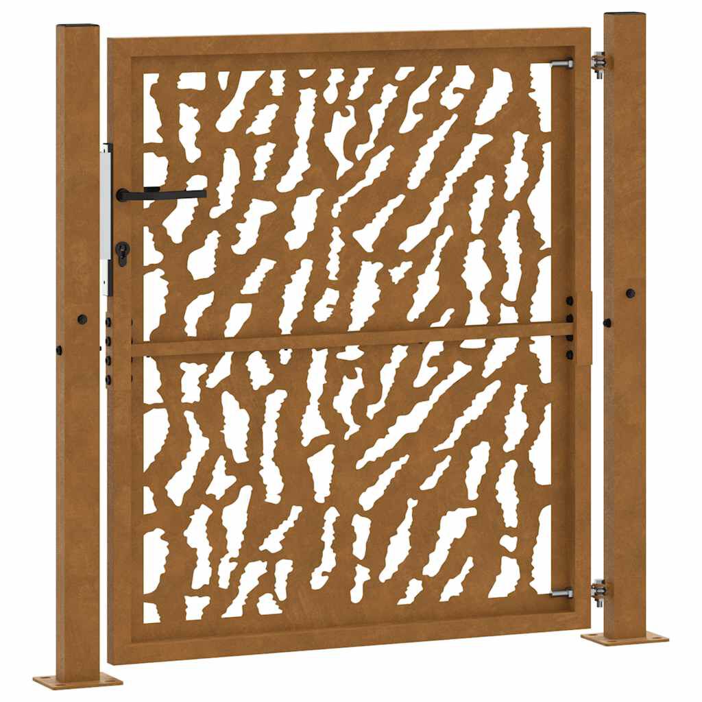 vidaXL Πύλη κήπου 105x105 cm από διαβρωμένο χάλυβα με σχέδιο ίχνος