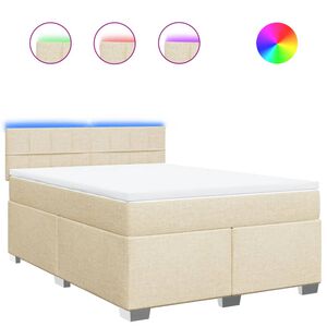 vidaXL Κρεβάτι Boxspring με Στρώμα Κρεμ 160x200 εκ. Υφασμάτινο