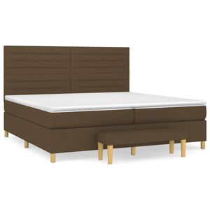 vidaXL Κρεβάτι Boxspring με Στρώμα Σκούρο Καφέ 200x200 εκ. Υφασμάτινο
