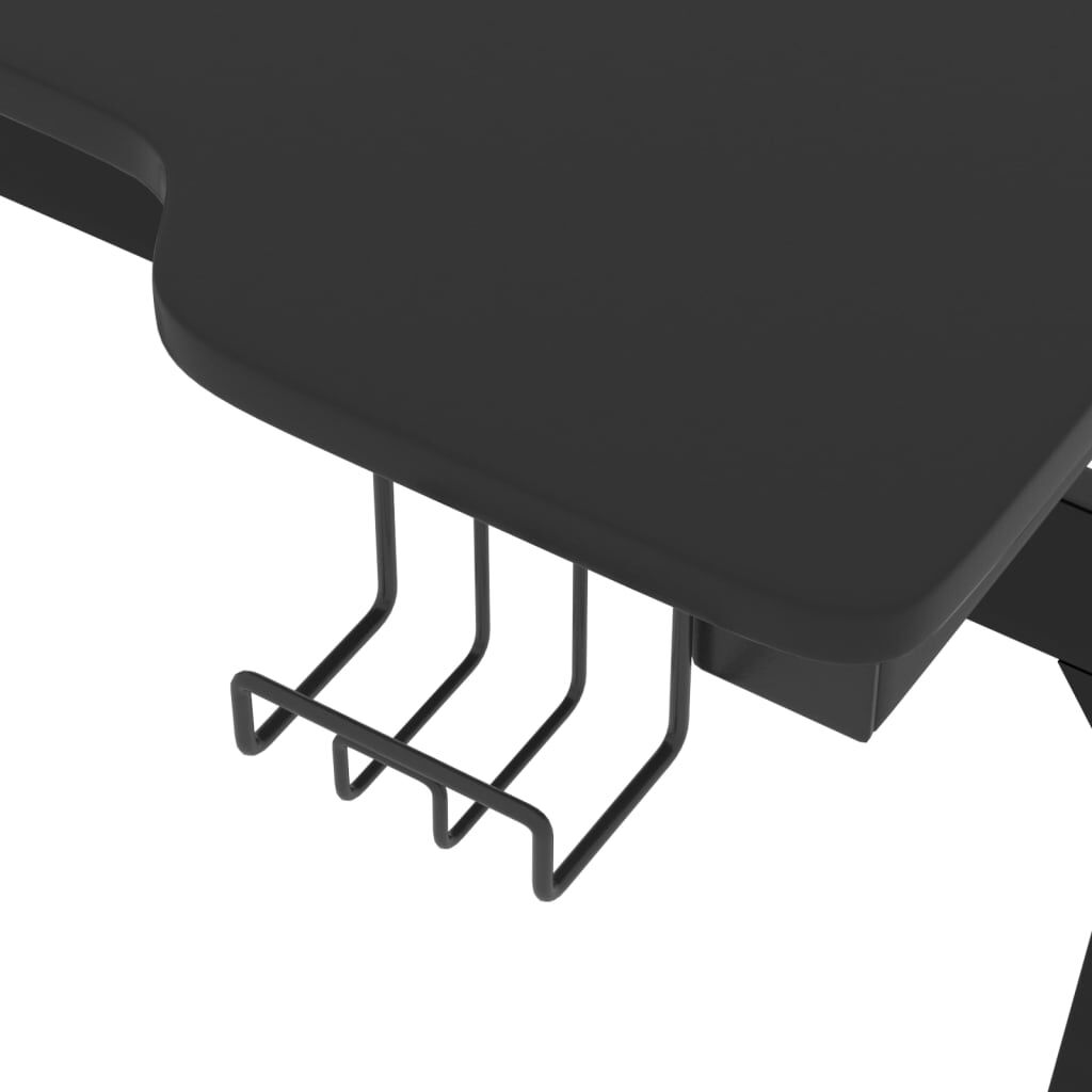 vidaXL Γραφείο Gaming με LED Μαύρο 110 x 60 x 75 εκ. σε Σχήμα Ζ