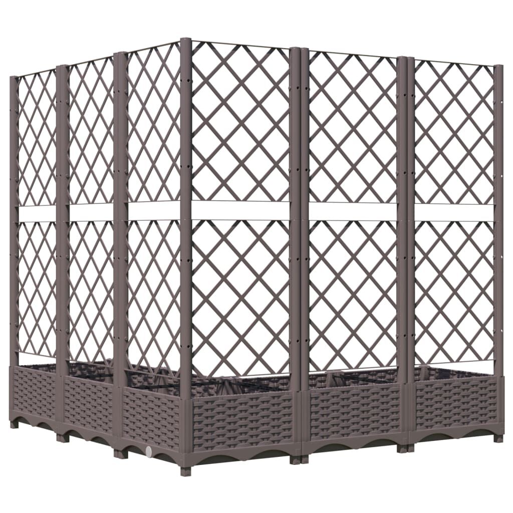 vidaXL Ζαρντινιέρα Κήπου με Καφασωτό Καφέ 120x120x121,5 εκ. από PP