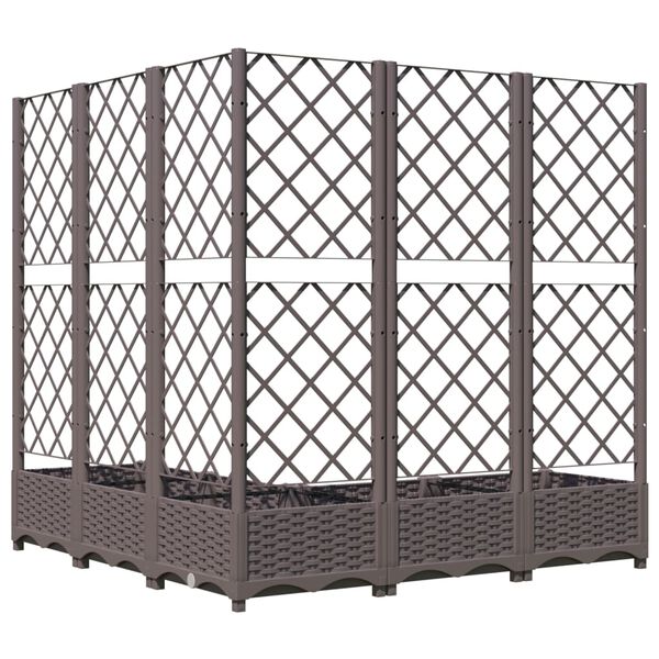vidaXL Ζαρντινιέρα Κήπου με Καφασωτό Καφέ 120x120x121,5 εκ. από PP